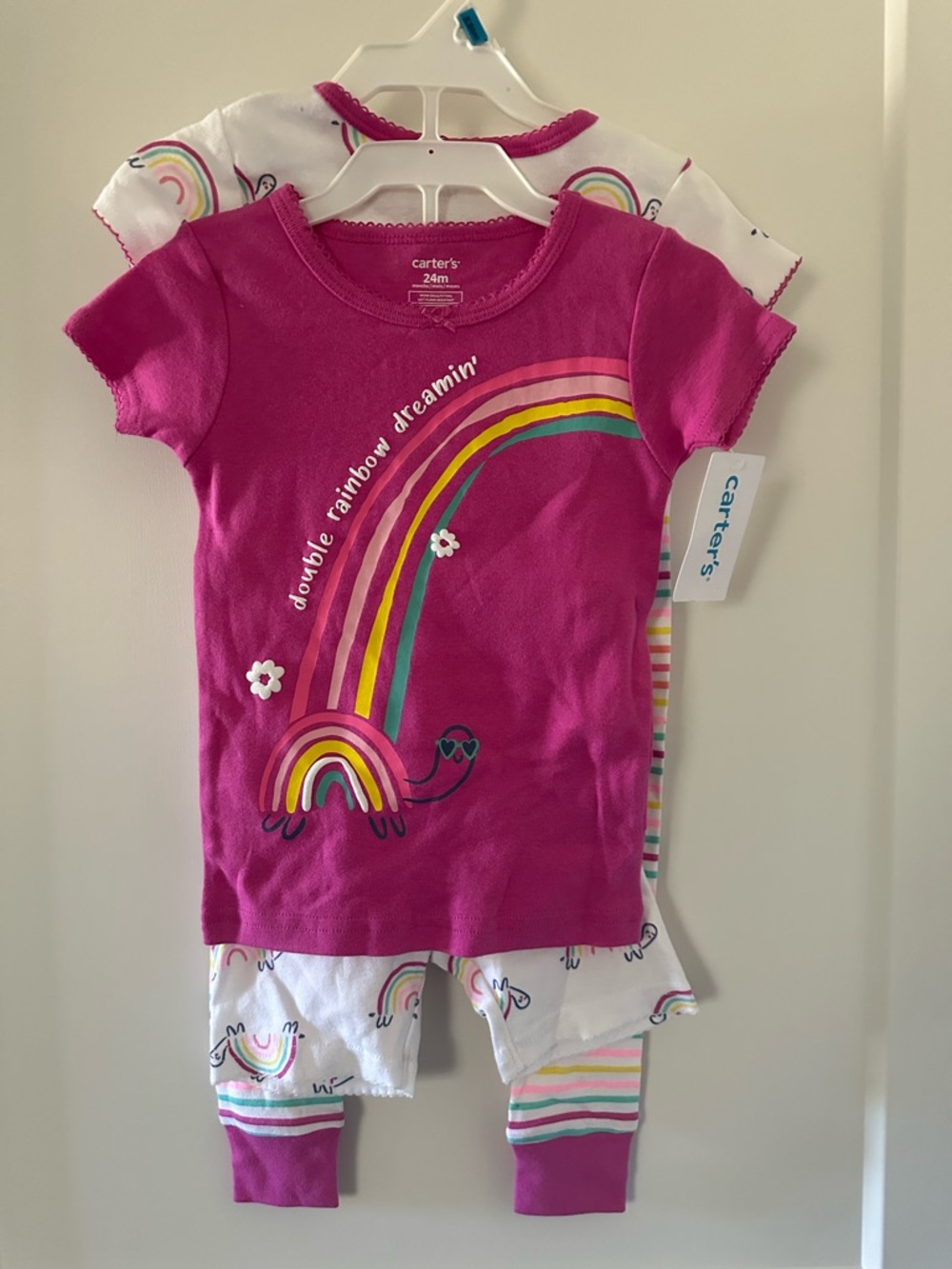 Carters 24 Month Girls Pink Rainbow Pajama Set - 4-Piece Sleepwear. NWT